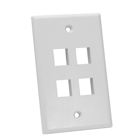 Quest Technology International Keystone Wall Plate, Single-Gang - 4 Ports, White NFP-1048